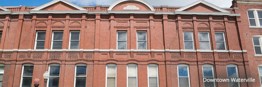 Downtown Waterville, Maine, tops of buildings